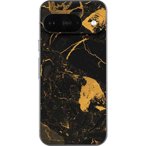 Black and Gold Scattered Marble Google Pixel 9 Skin